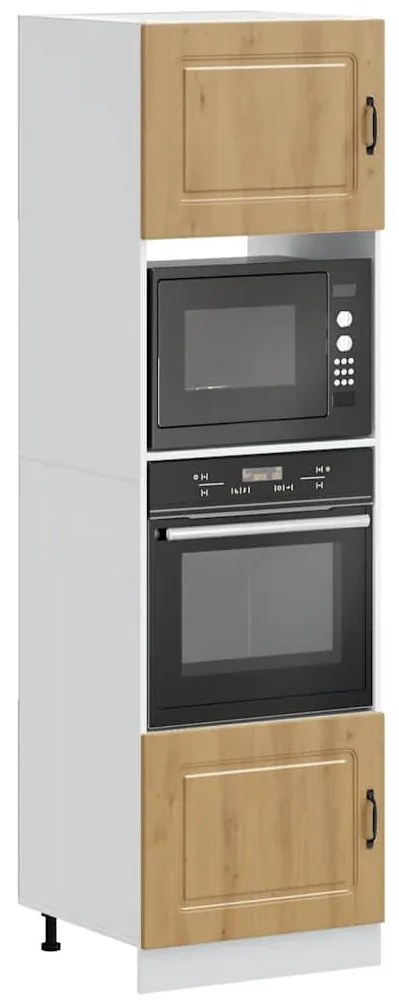 Kalmar 2 db kézműves tölgy színű szerelt fa sütőszekrények