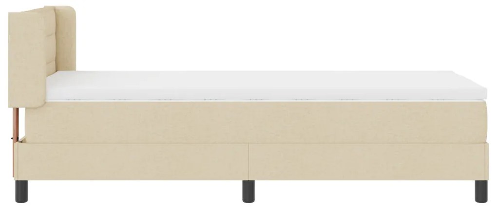 Box Spring Ágy Káprázatos Krém Színben, 90x200 cm, Szövet.