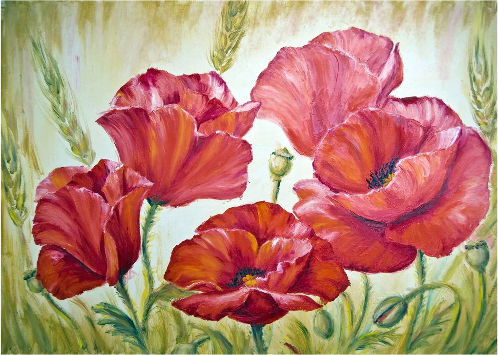 Kép - Pipacsvirágok (üvegen) (70x50 cm)