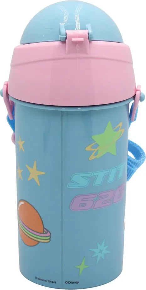 Disney Lilo és Stitch, A csillagkutya Alien 626 műanyag szívószálas kulacs akasztóval 500 ml