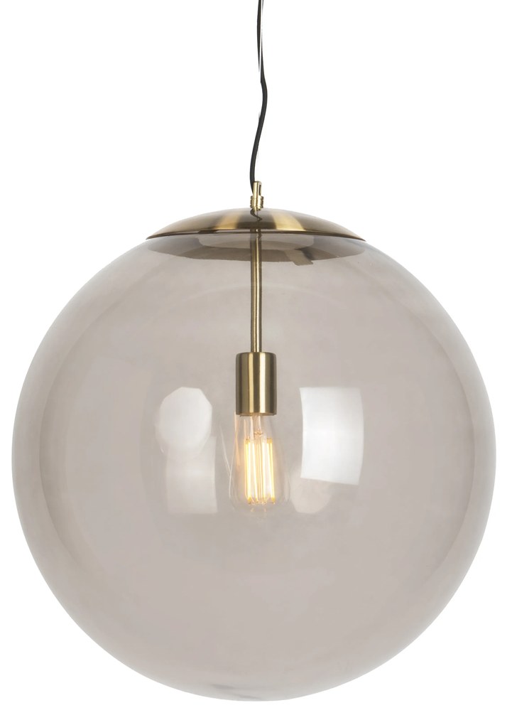 Modern függőlámpa sárgaréz füstüveggel 50 cm - Ball