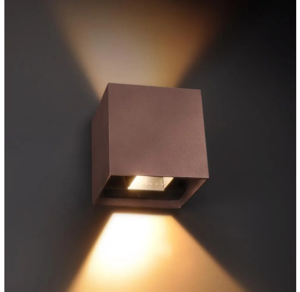 Brilagi - CUBE LED kültéri fali lámpatest, 6W, 230V, barna, IP54