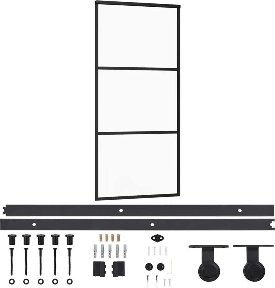 vidaXL ESG üveg és alumínium tolóajtó fémszerelvény-szettel 90x205 cm