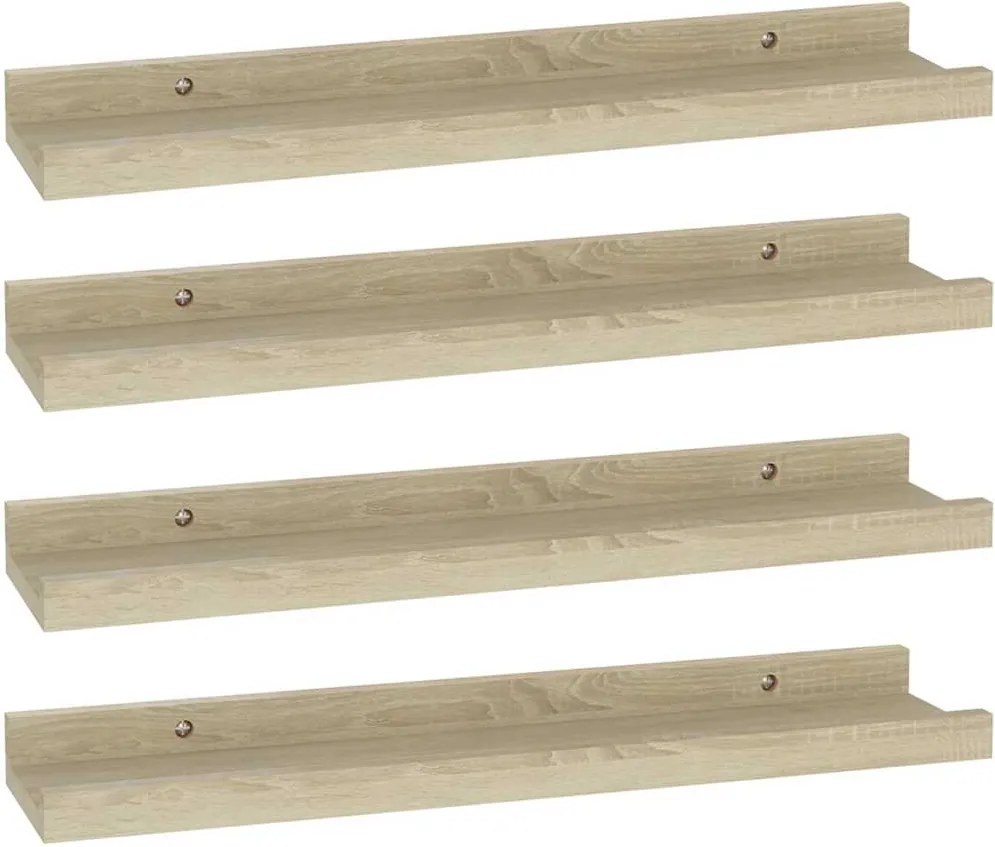vidaXL 4 db sonoma tölgy színű fali polc 40 x 9 x 3 cm