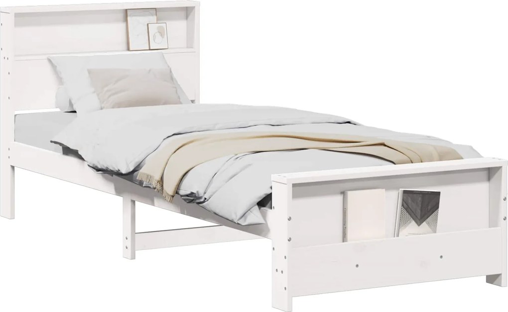 vidaXL Ágykeret fejtámlával Fehér 75 x 190 cm Faanyag
