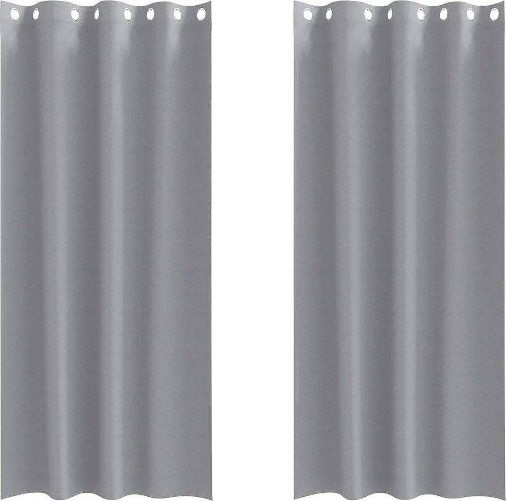 vidaXL Fekete Függöny Gyűrűkkel 2 pcs Világosszürke 225 x 140 cm