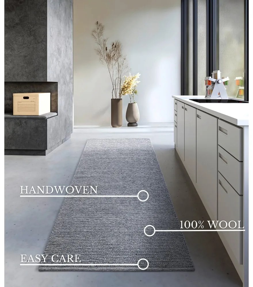 Szürke kézi szövésű gyapjú futószőnyeg 80x200 cm Francois – Villeroy&amp;Boch