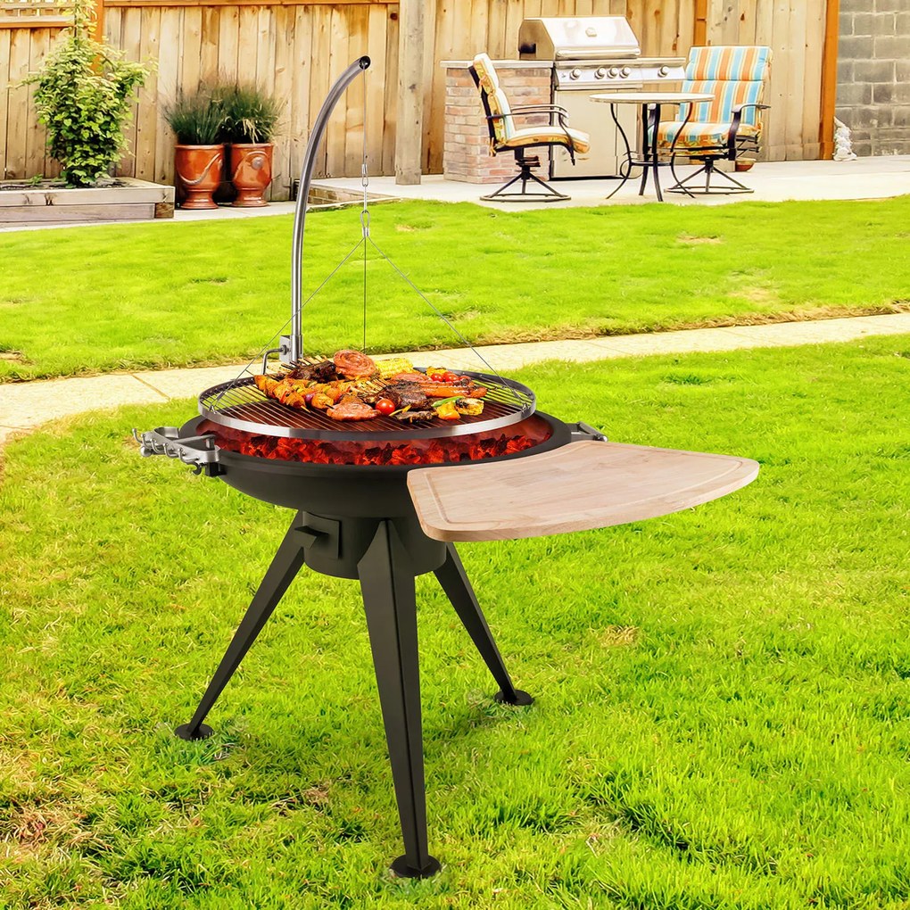 Delion, akasztható forgó grill, tűzrakóhely, Ø 80 cm, hosszú állvány, rozsdamentes acél