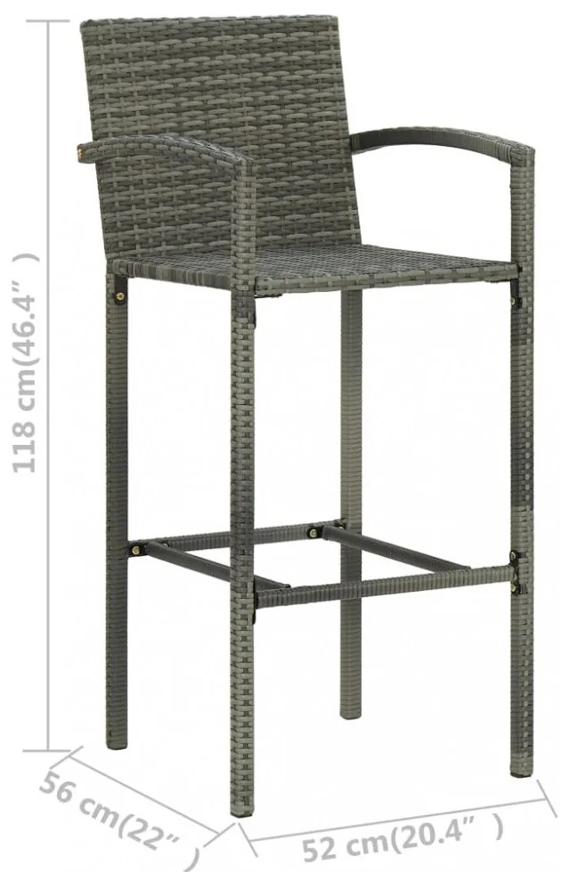 4 db szürke polyrattan bárszék