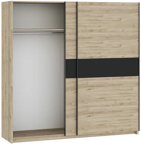 BERNO 200 cm Gardróbszekrény Tölgy/Antracit Színben.