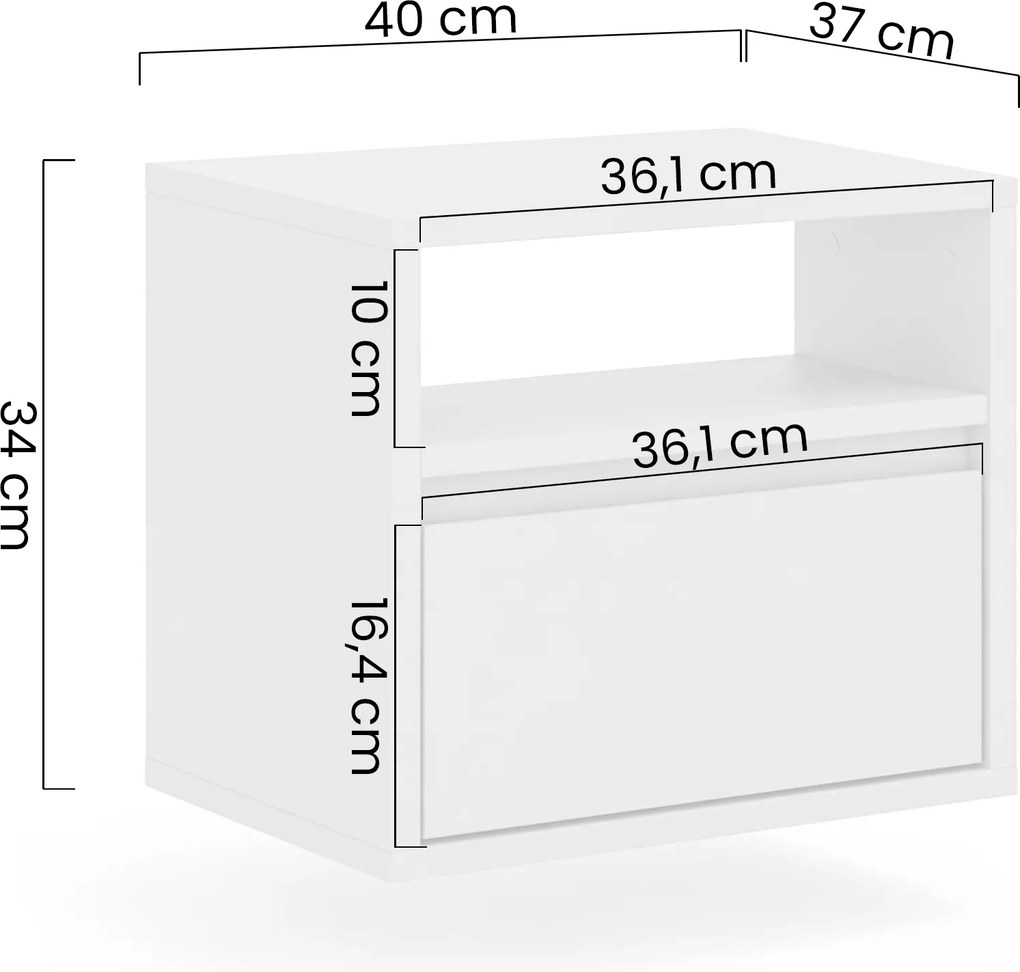 Zolia fali éjjeliszekrény 40 cm fiókkal - elegáns dió