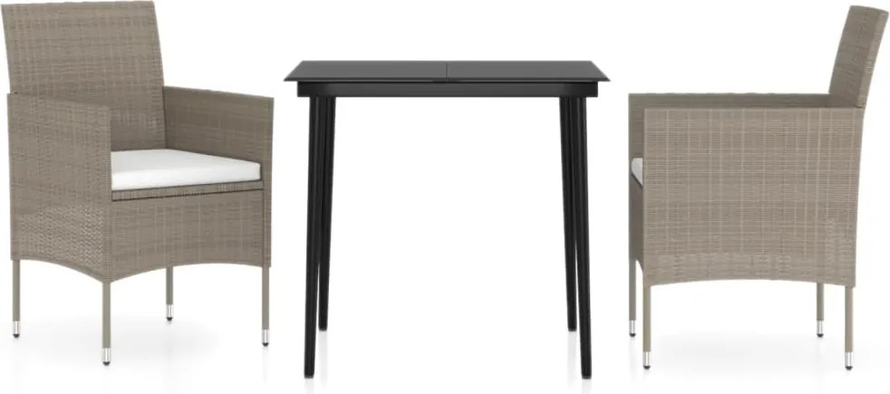 vidaXL 3 részes bézs és fekete kerti étkezőgarnitúra párnákkal