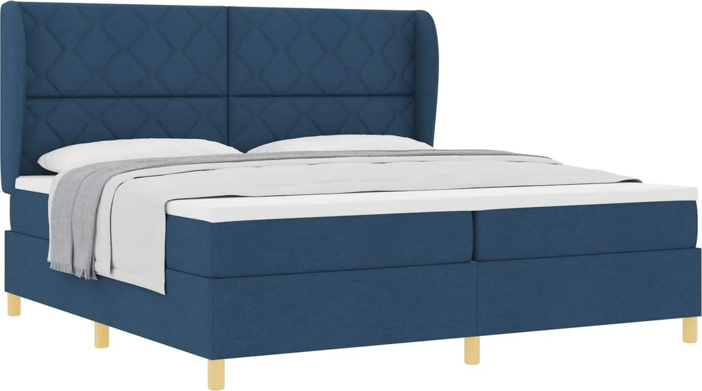 vidaXL Boxspring ágy matraccal Sötétszürke 90x190 cm Szövet Kék szövet
