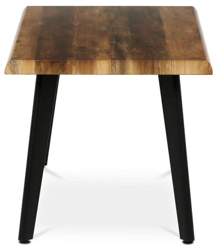 Măsuță de cafea 120x60x55 cm, blat MDF, decor lemn învechit, metal, picioare negre