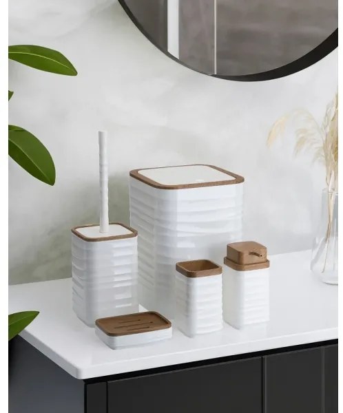 Fürdőszobai készlet WAVE 5 db fehér/barna