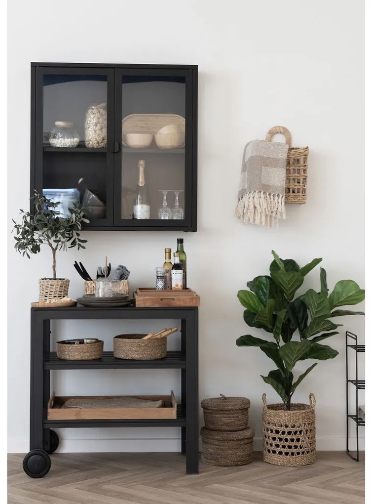 Taormina zsúrkocsi, aluminium-fahatású, fekete, 3 polc