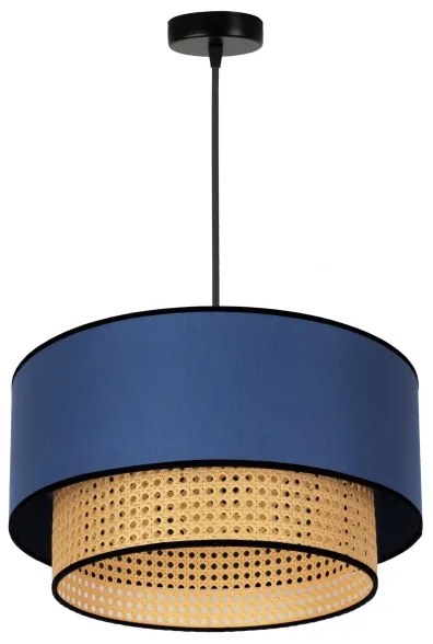 Duolla - Csillár zsinóron BOHO 1xE27/15W/230V átm. 45 cm kék/rattan
