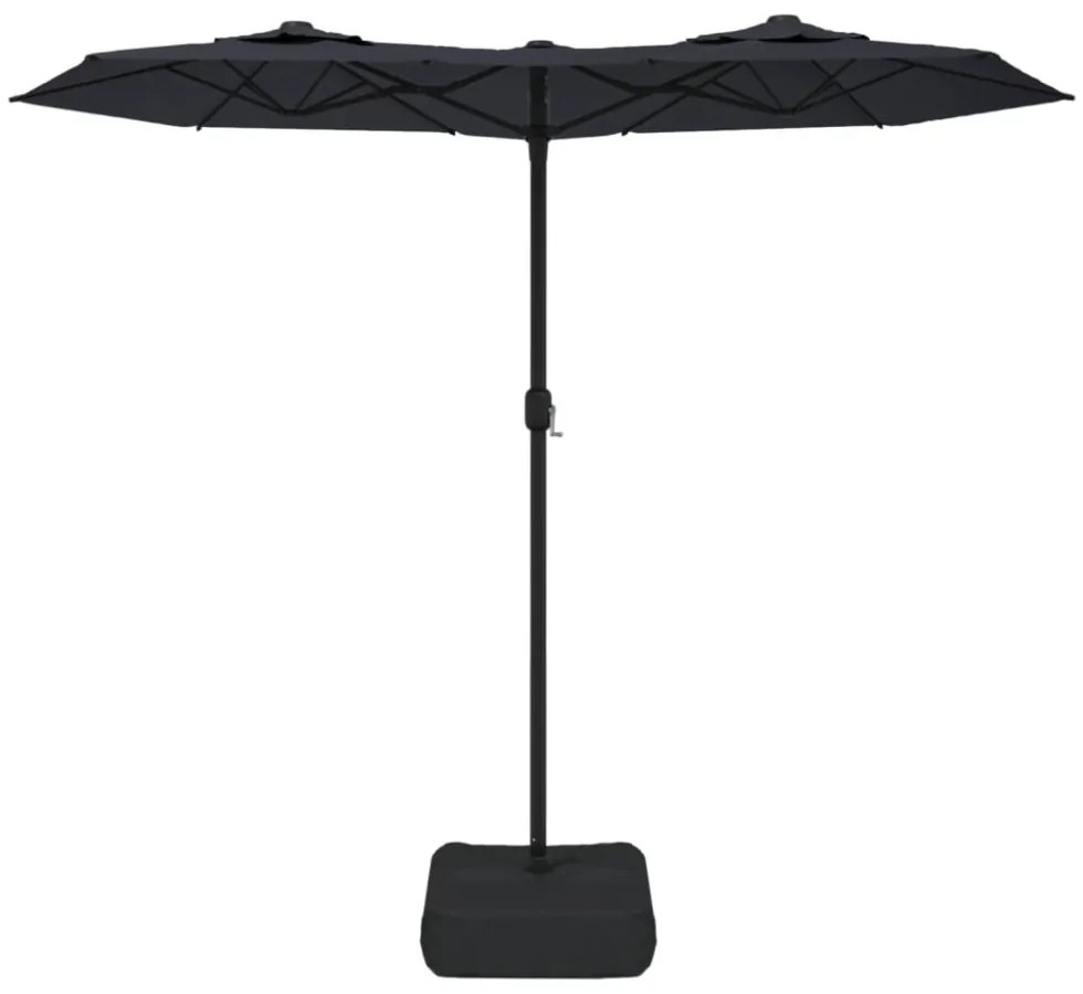fekete dupla tetős napernyő 316x145 cm
