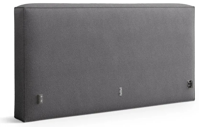 Sötétszürke kárpitozott ágyneműtartós franciaágy ágyráccsal 160x200 cm Simon Olivia – Micadoni