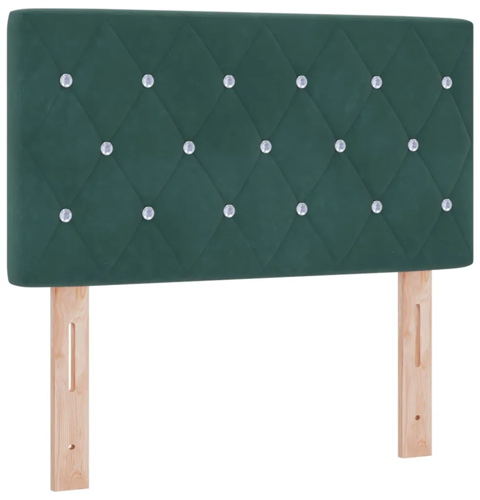 Boxspring Ágy Matrac &amp; LED Sötét Zöld 80x200 cm Bársonyos