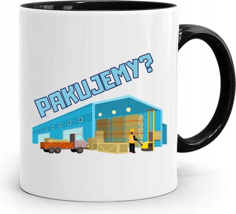 Fekete Bögre Raktárosnak Ajándékot Csomagolunk fényképes nyomtatással