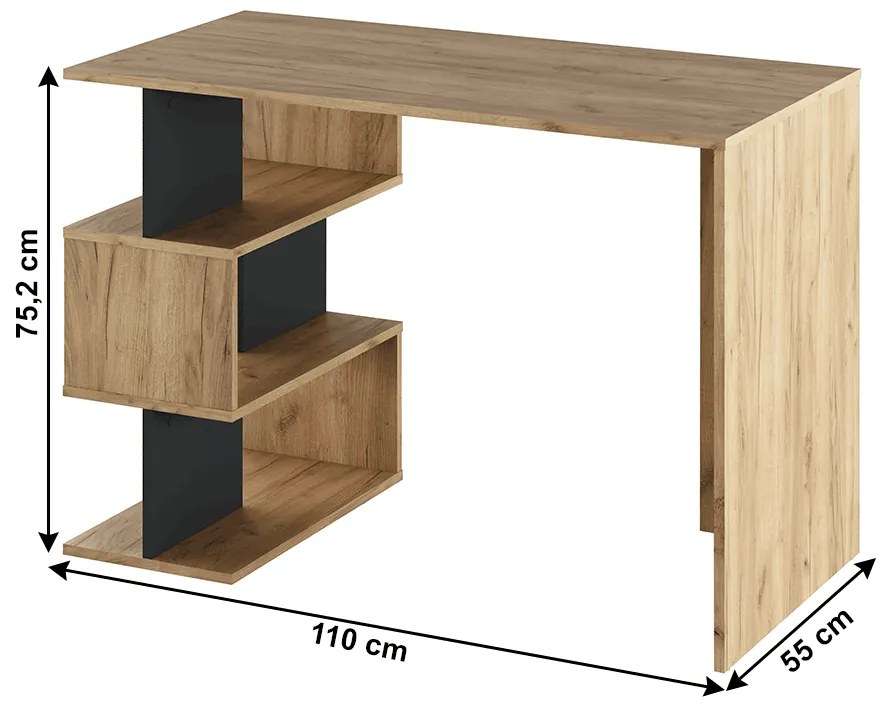 Számítógépasztal Abaras (artisan tölgy + grafit). 1033970