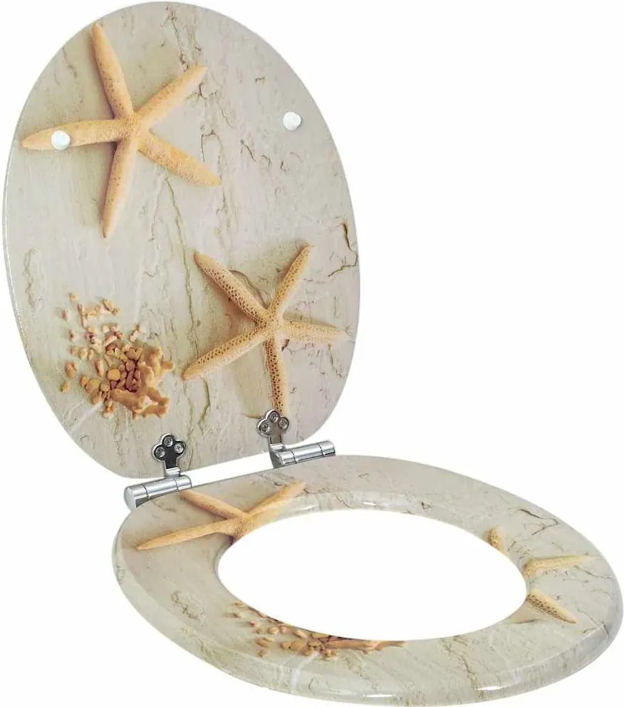 vidaXL Lágy záródású WC ülőke Sárga és Fehér 44 x 38 cm MDF lap