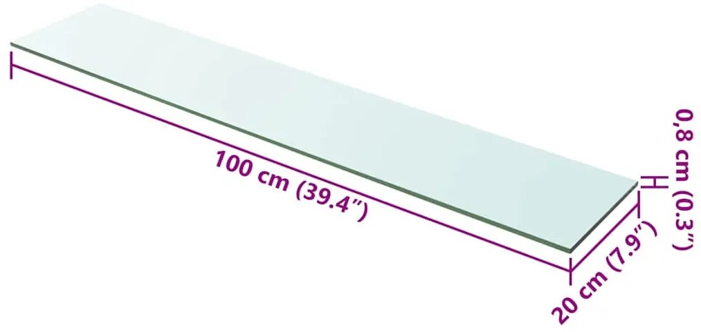 Átlátszó üvegpolc 100x20 cm