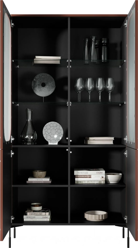 Sonatia vitrines szekrény 100 cm négyajtós - bordó