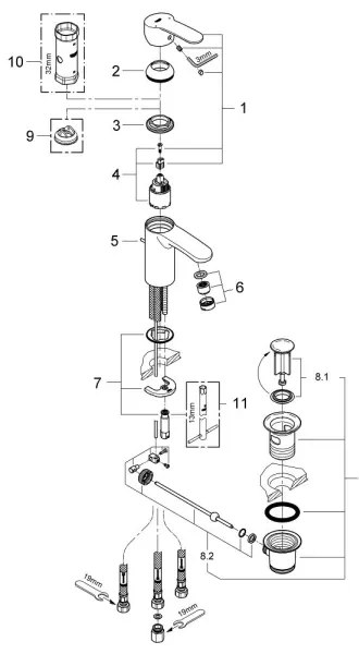 GROHE 33561002 - Mosdócsaptelep EUROSTYLE COSMOPOLITAN DN 15 fényes króm