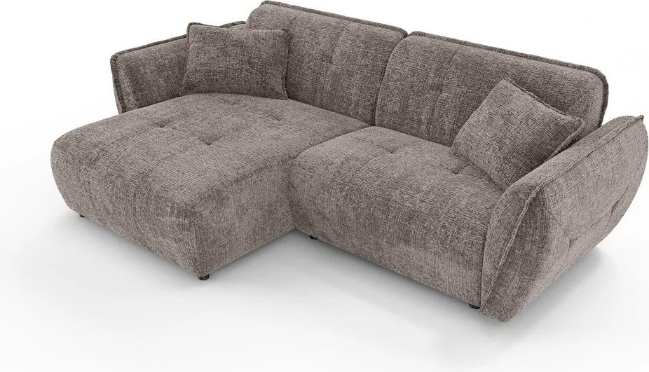 Szürkésbarna zsenília sarokkanapé (bal oldali-heverő résszel) Nelia – Ropez