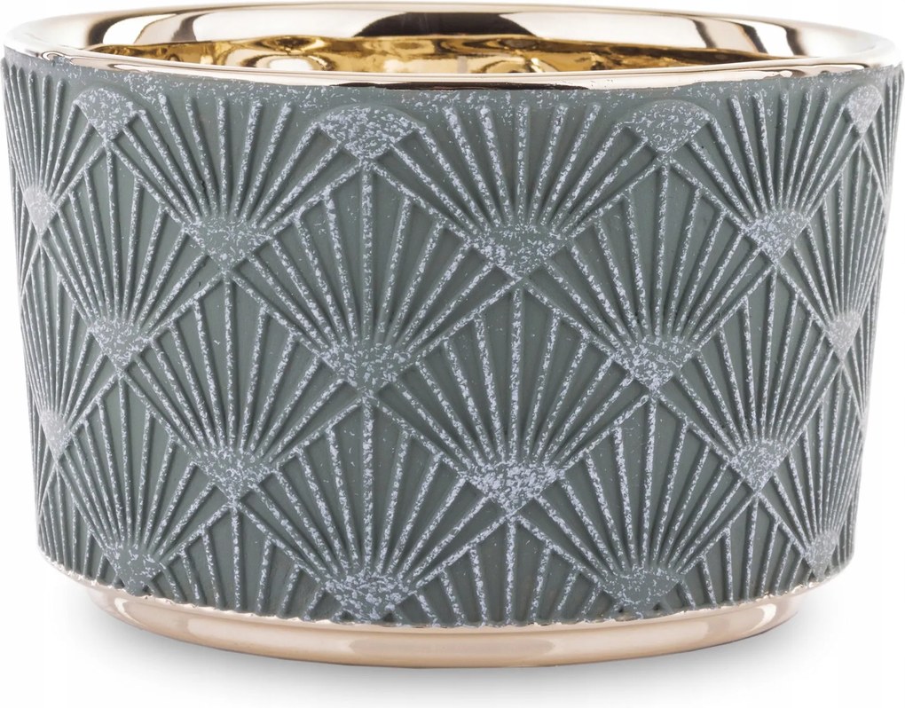 Kerámia kaspó fedél, arany, zöld