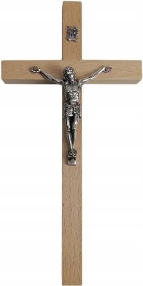 Fa akasztós kereszt h27cm világos