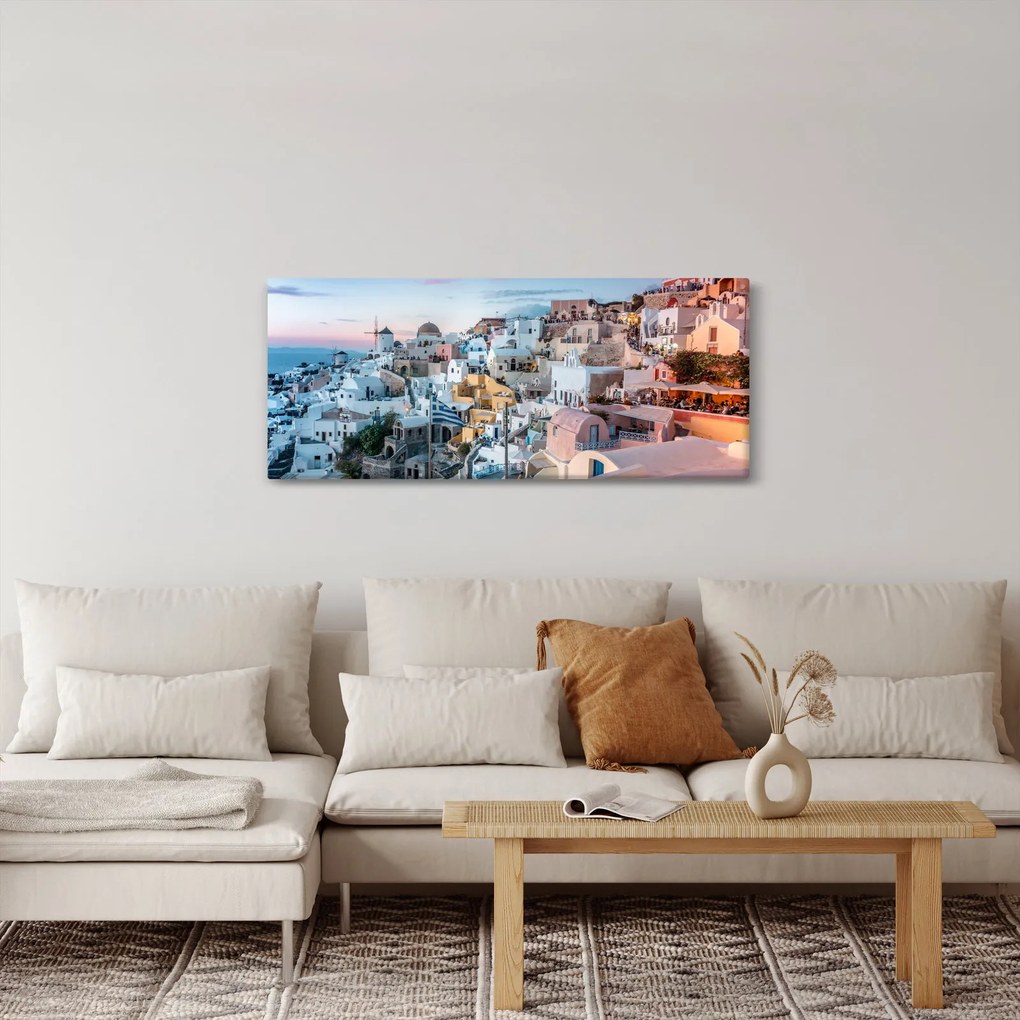 Kép - Alkonyat Santoriniban (120x50 cm)
