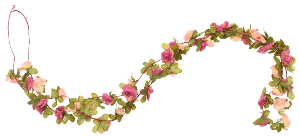 6 db rózsa piros karácsonyi virágfüzér 250 cm