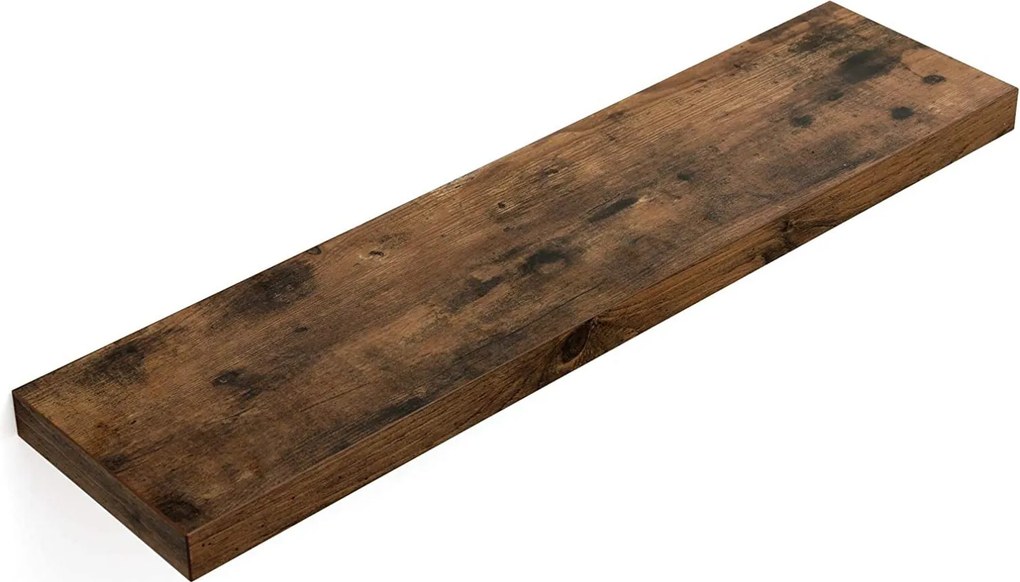 ASAGLE lebegő fali polc rejtett konzollal, 80 x 20 cm, max. 15 kg, rusztikus barna
