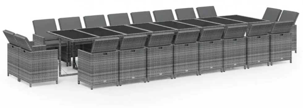 21 részes szürke polyrattan kerti étkezőgarnitúra párnákkal