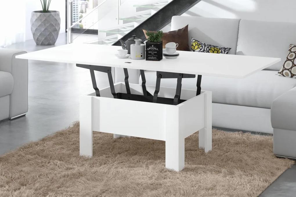 OSLO fehér (fekete mechanizmus), összecsukható és kihajtható asztal