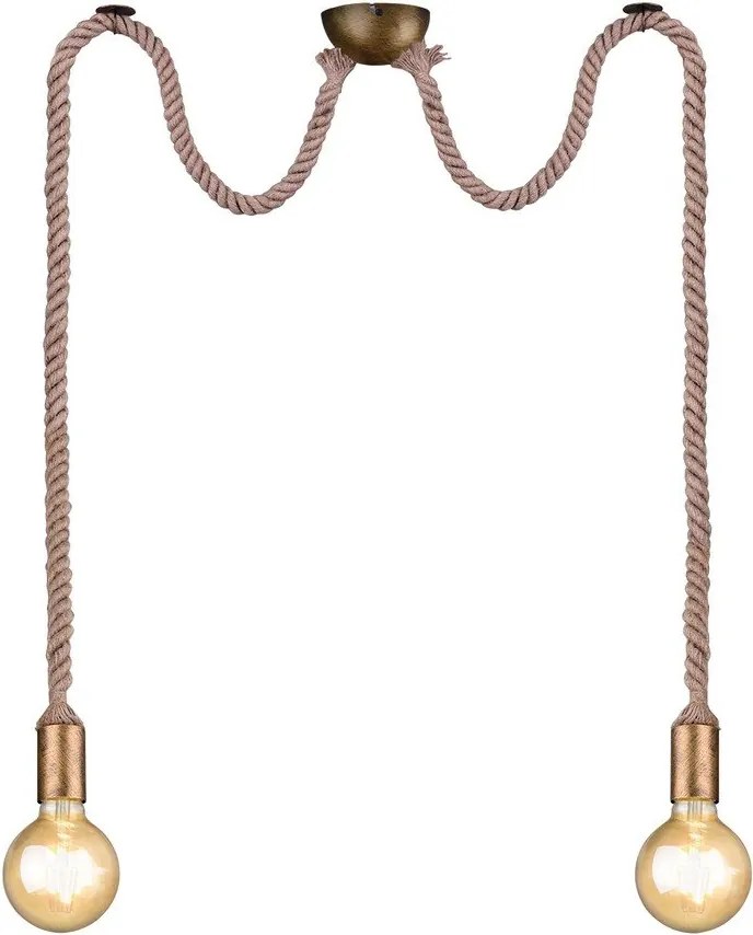 Sárgaréz színű függőlámpa ø 12 cm Rope – Trio