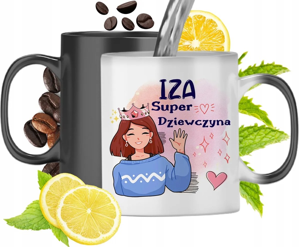 Mágikus bögre Iza fekete matt nyomott mintával 330ml