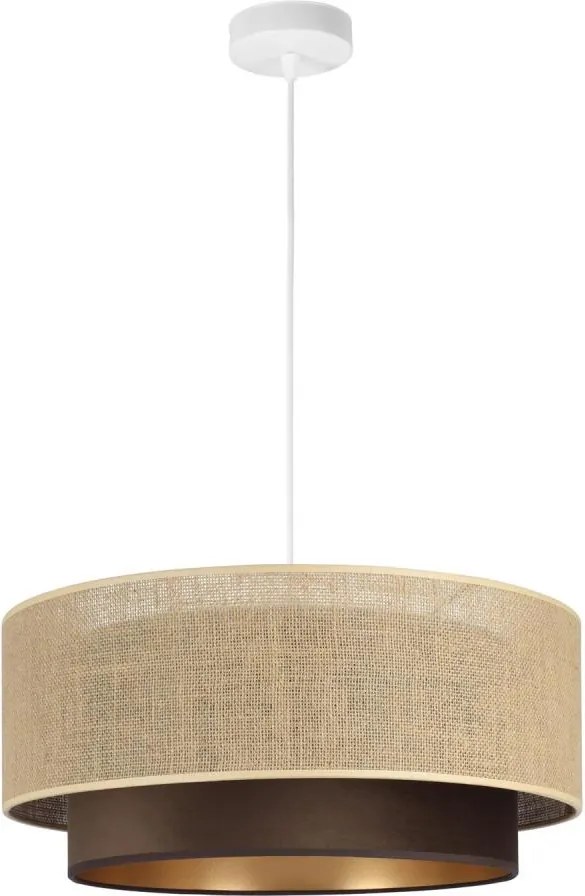 Kábelre függesztett csillár SARTA 1xE27/60W/230V, átmérő 45 cm, barna/juta