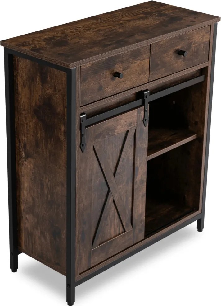 Komód 70 cm rusztikus tölgy/fekete – COLE