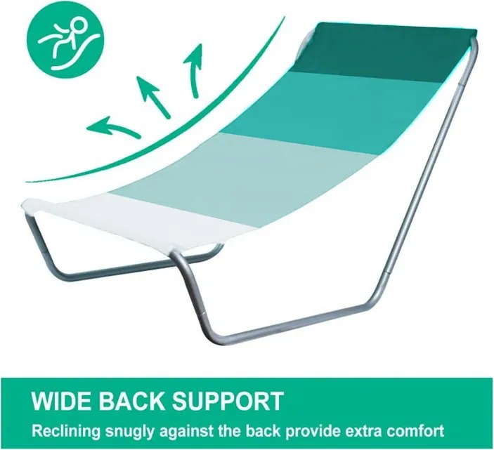Összecsukható tengerparti napozóágy SAND, zöld csíkos