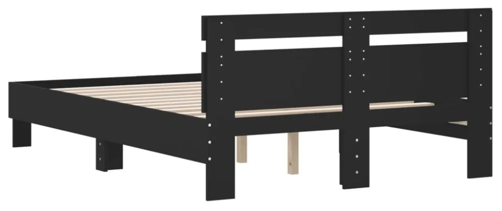 fekete szerelt fa ágykeret fejtámlával 120 x 200 cm