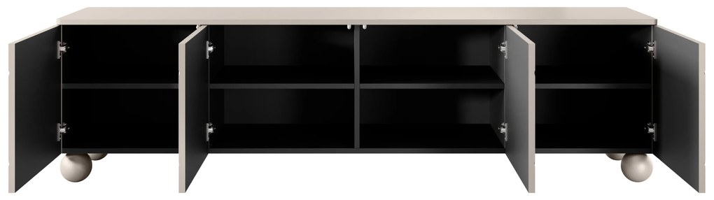 Sonatia II négyajtós TV-szekrény 200 cm gömb lábakon - kasmír