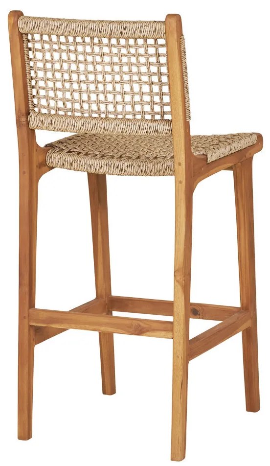 Derby bárszék, teak fa/polyrattan, natúr