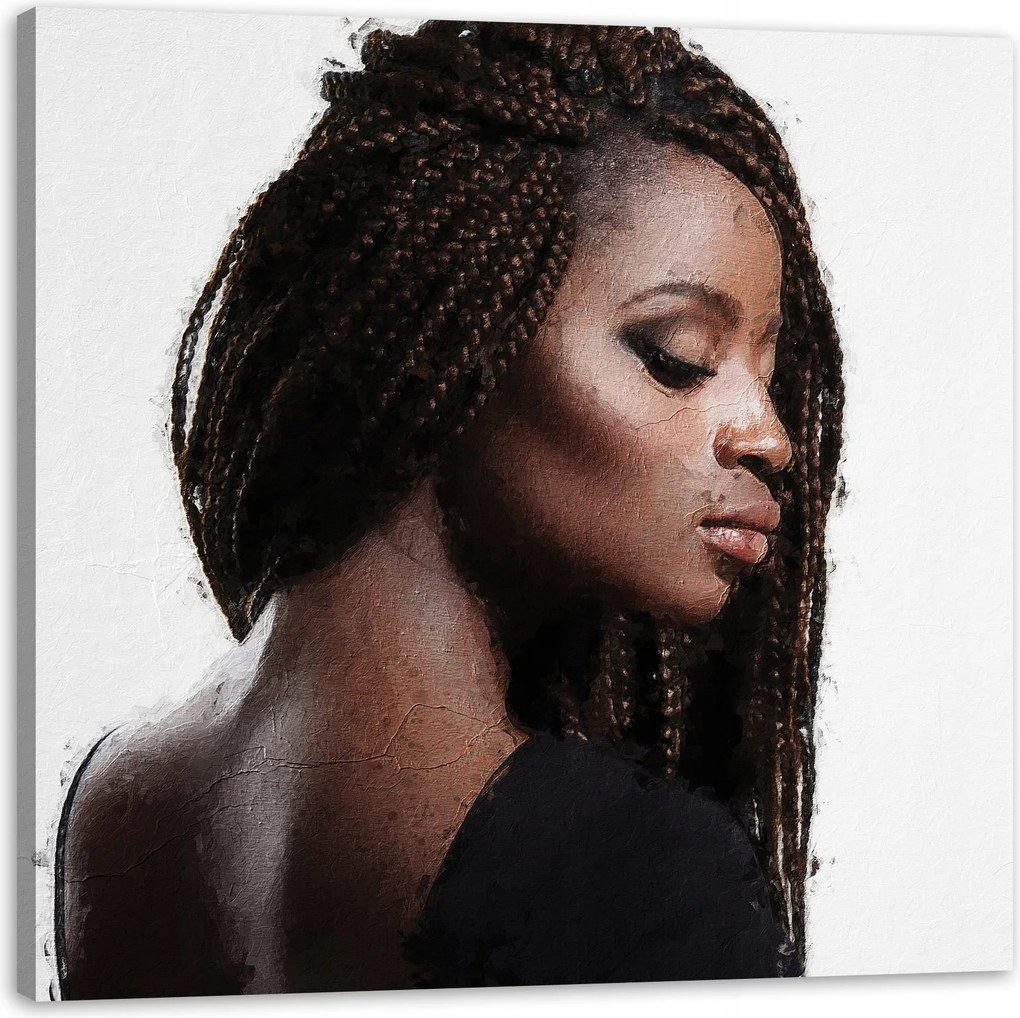 Vászonkép Pózoló Nő Fekete haj 40X40 cm