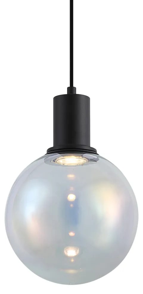 Design függőlámpa fekete, átlátszó üveggel 20 cm - Mallon