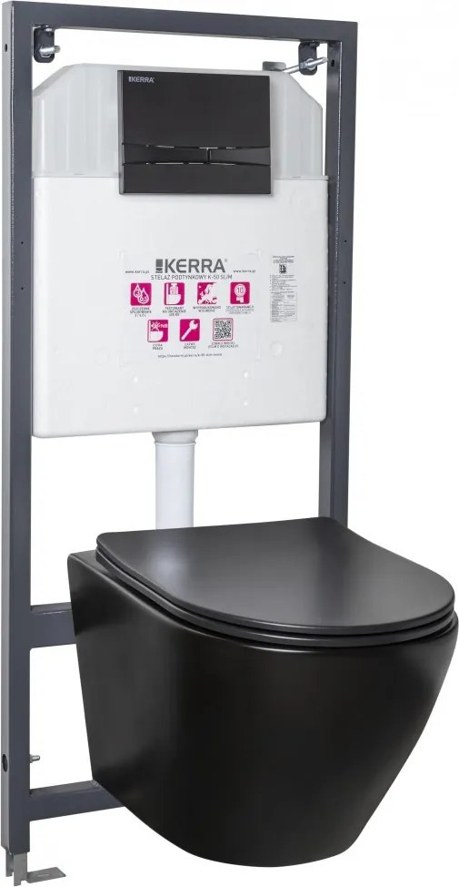 Delos BL Adriatic Black falba építhető WC tartály szett