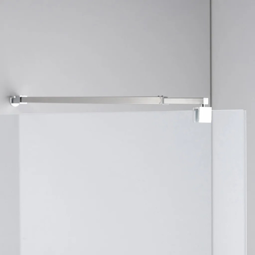 Stuxi Milano Light falsíkra szerelhető Walk-in zuhanyfal, 90x200 cm, 8 mm vastag vízlepergető biztonsági üveggel, két távtartóval